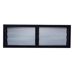 หน้าต่างบานเกล็ดซ้อนคู่ พร้อมมุ้ง116x 40 สีดำ ชุดสำเร็จ