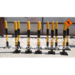 เสาเหล็กกันชน 3 นิ้ว สีเหลือง-ดำ สูง 100 ซม. เพลทใหญ่ TB008