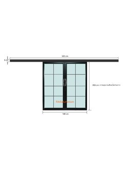 ประตูบานเลื่อนคู่ สีดำ 180x200 cm. ชุดสำเร็จ