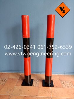 เสาเหล็กกันชน สีแดง-ดำ สูง 80 ซม. TB0022