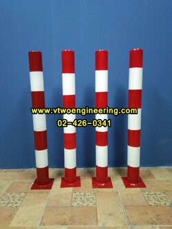 เสาเหล็กกันชน สีแดง-ขาว สูง 80 ซม. TB009