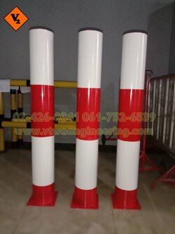 เสาเหล็กกันชน สีแดง-ขาว สูง 120 ซม. 6 นิ้ว TB0023