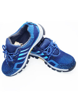 รองเท้าเซฟตี้ ผ้าใบ สีน้ำเงิน รุ่น 3 แถบ