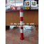 เสาเหล็กกันชน 80 ซม. สีขาวแดง เพลทกลม พร้อมห่วงคล้องโซ่ TB00034