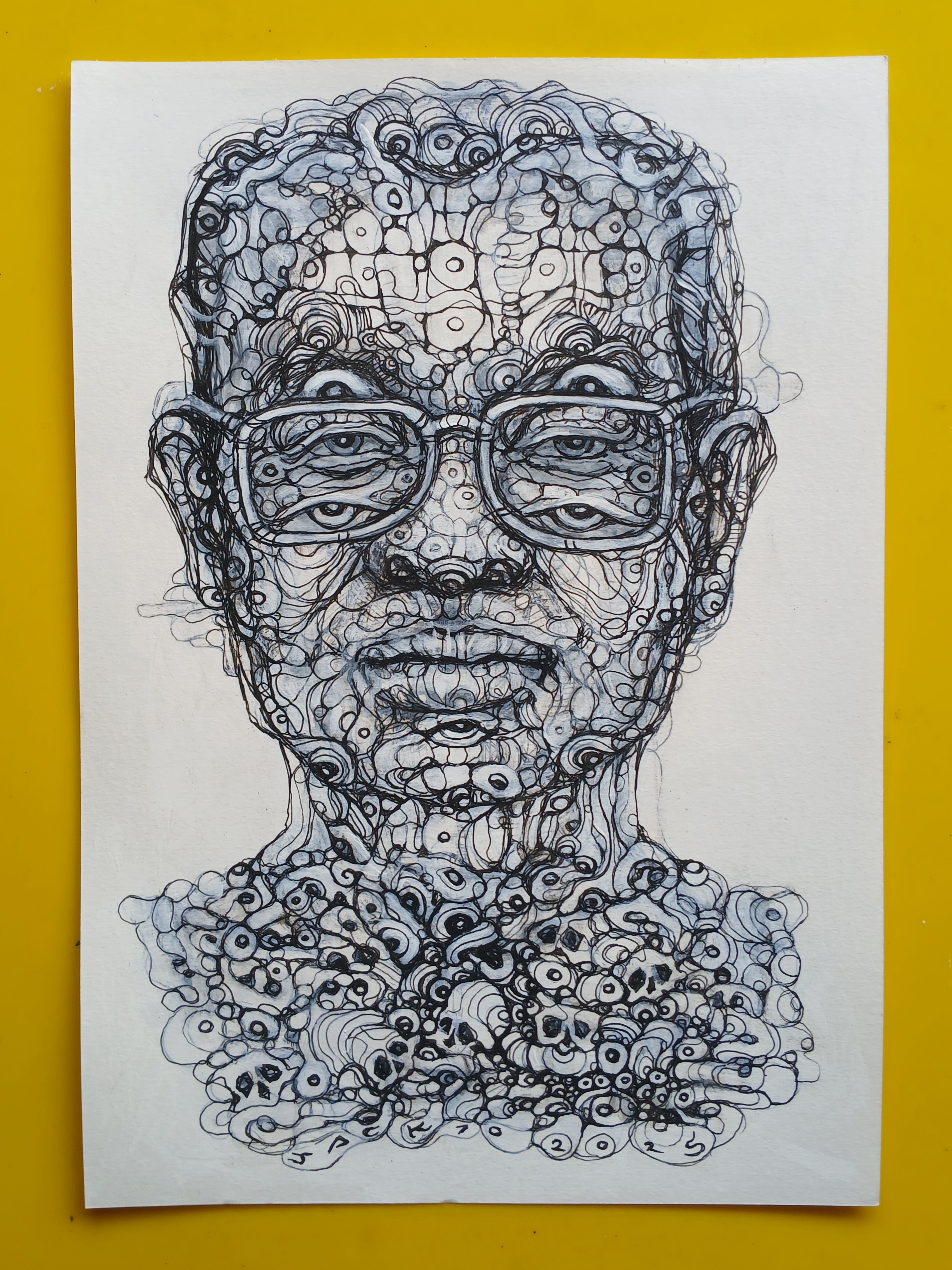 Surreal Portrait 40 สีอะครีลิค ปากกาหมึกดำ กระดาษร้อยปอนด์ (200 แกรม) ขนาด 21 × 29.7 cm. A4