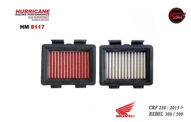 กรองอากาศ HURRICANE FOR HONDA CRF250/REBEL300/500 (STANLESS) HM8117