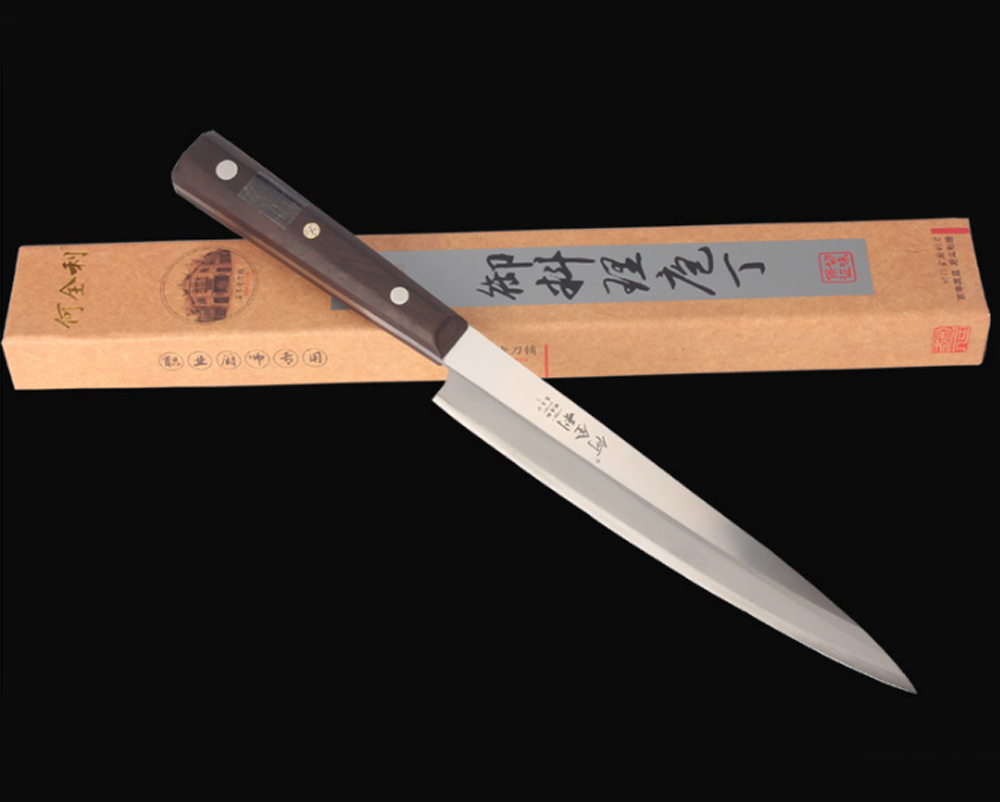 JP-28 1เล่มมีดทำครัวญี่ปุ่น สำหรับเชฟมืออาชีพ แม่บ้านหั่นเนื้อ หั่นผักผลไม้ ปลา ใบมีดสแตนเลส ด้ามมีดไม้ ใบมีดยาว 9.5 นิ้ว ชิ้น 650 กรัม เงิน 9.5 นิ้ว