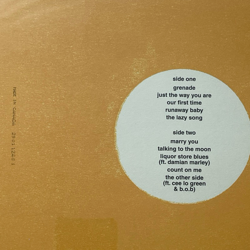 แผ่นเสียง Bruno Mars : Doo-Wops & Hooligans ,**Exclusive Colour Vinyl, LP, Album, Stereo,Canada มือหนึ่ง ซีล