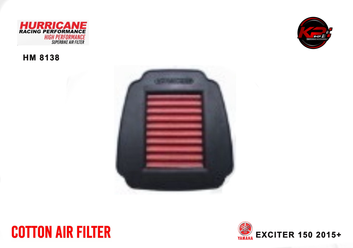 กรองอากาศ HURRICANE FOR YAMAHA EXCITER 150 2015+(COTTON) HM8138