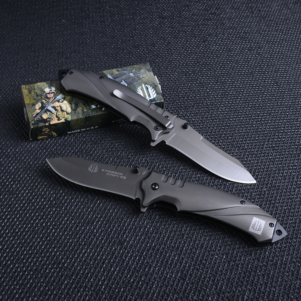 SD-127 มีดเดินป่า มีดพับ STRIDER-337 Folding Knife ด้ามโลหะ เหล็กใบมีดสแตนเลส มีดยาว 21 ซม. ชิ้น 320 กรัม Grey 21 cm