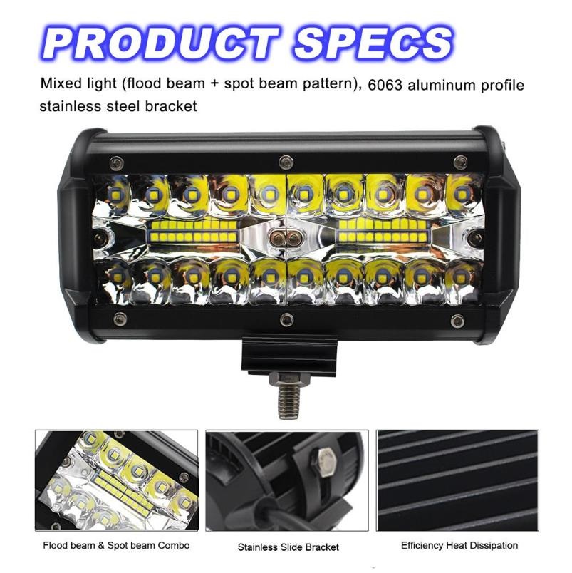 ส่งฟรี + จัดโปร X เเพ็ค 4 ชิ้น !! LED LIGHT BAR 120W สปอร์ตไลท์ไฟรถยนต์led ไฟหน้ารถ ไฟท้าย ไฟตัดหมอก รุ่น High CLASS 3 Row 12V-24V เเสงขาว งานพรีเมี่ยม จำนวน 4 ชิ้น