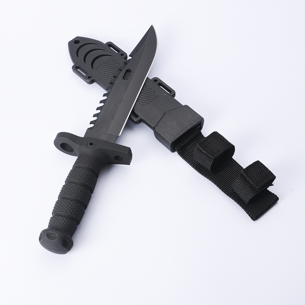 CB-1378A# มีดใบตาย มีดเดินป่า Fixed Black Blade ด้ามมีดยางกันลื่น มีดยาวรวมด้ามมีด 31.5 ซม. 1 390 กรัม Black 31.5 cm