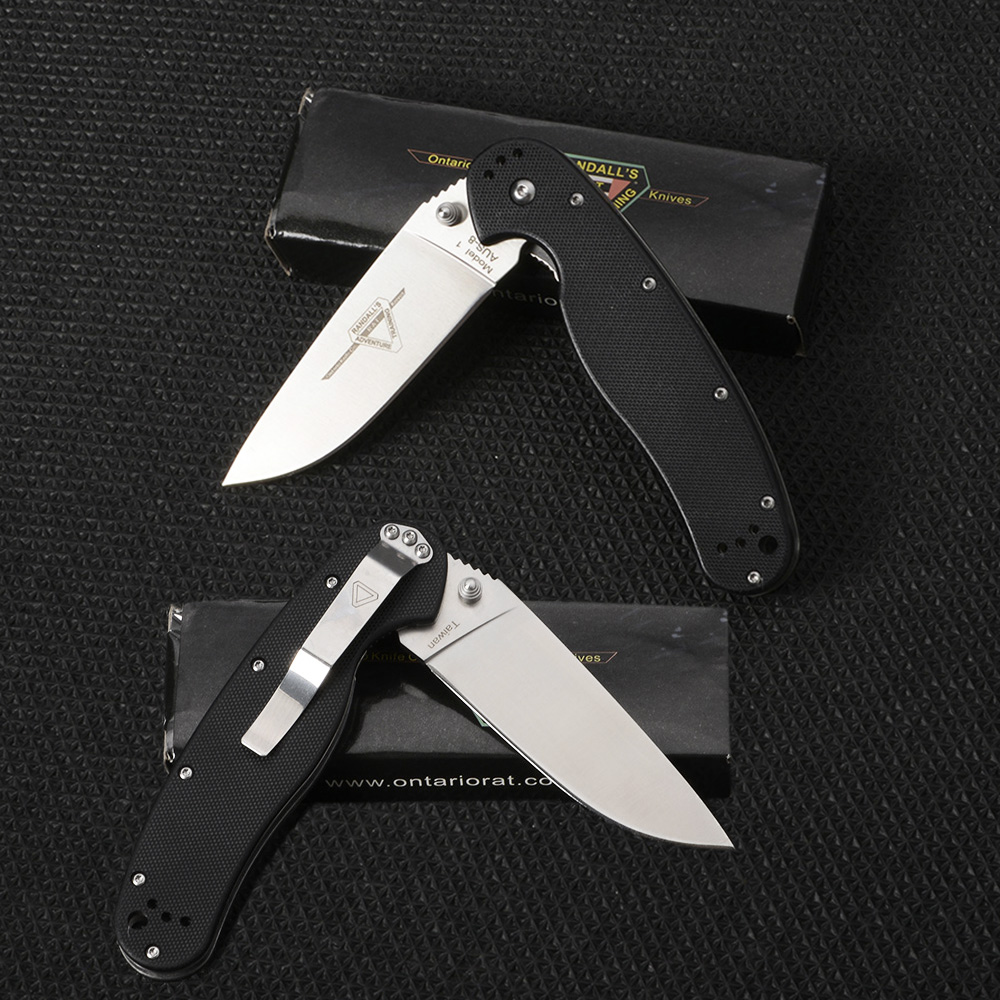 มีดพับ ONTARIO RAT MODEL#1 AUS-8 Survival Camping กลางแจ้ง EDC G10 Combat Rescue Multi มีดความยาวรวมด้าม 22 ซม. 1 250 กรัม Black 22 cm