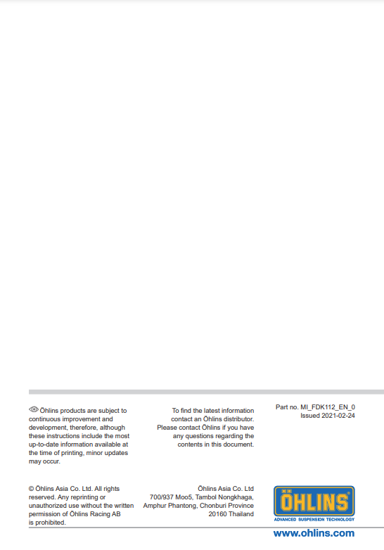 สปริงโช๊คหน้า OHLINS FDK 112 FOR HONDA MONKEY 125 2018-2023