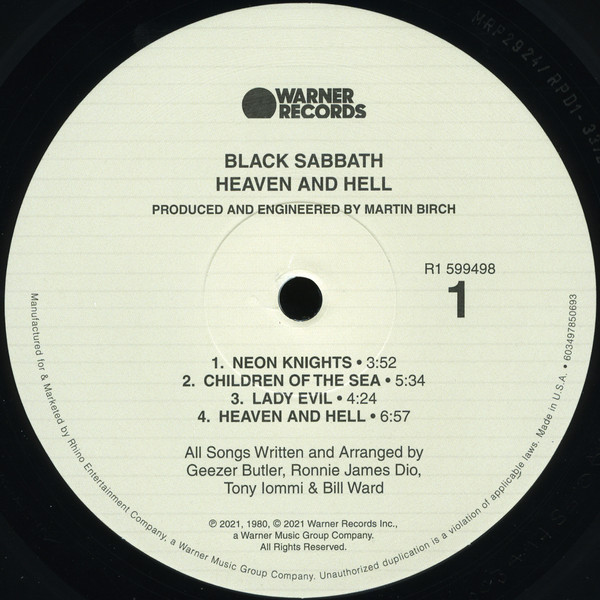 แผ่นเสียง แผ่นไวนิล Black Sabbath – Heaven And Hell 2LP (แผ่นใหม่ ซีล มือหนึ่ง)