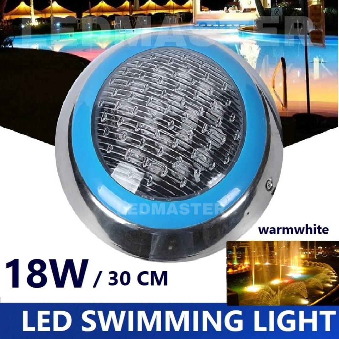 LED Swimming Pool Light Underwater Light ไฟไต้น้ำ โคมไฟสระว่ายน้ำ 12W 23 CM. / 18W 30 CM. 12V-24V IP68 สเเตนเลสขอบฟ้า เเสงขาว ( White ) / เเสงวอร์มไวท์ (warmwhite) -แอลอีดีสำหรับสระว่ายไฟสำหรับสระว่ายน้ำ น้ำพุ สปอร์ตไลท์ไฟใต้สระน้ำ