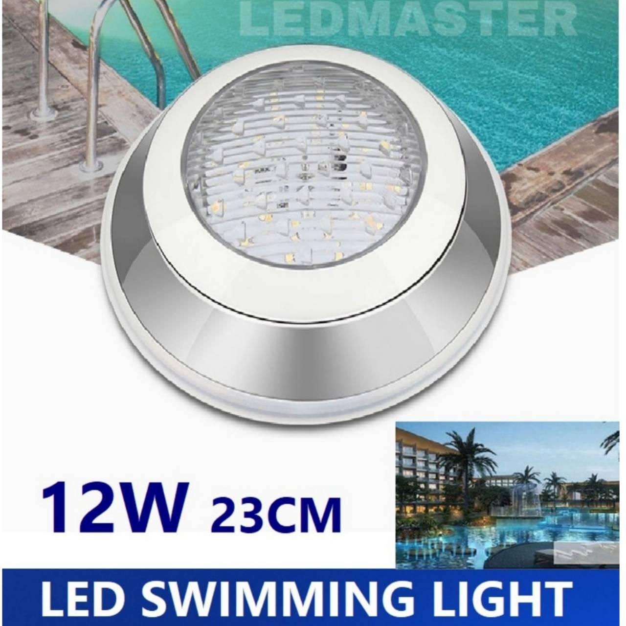 LED Swimming Pool Light Underwater Light ไฟไต้น้ำ โคมไฟสระว่ายน้ำ 12W 23 CM. / 18W 30 CM. 12V-24V IP68 ขอบสเเตนเลส เเสงขาว ( White ) / เเสงวอร์มไวท์ (warmwhite) -แอลอีดีสำหรับสระว่ายไฟสำหรับสระว่ายน้ำ น้ำพุ สปอร์ตไลท์ไฟใต้สระน้ำ