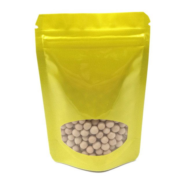 ถุงพลาสติก มีซิป หน้าต่างกลม ด้านในฟอยล์ ตั้งได้ มีหลายสีให้เลือก (50ใบ)