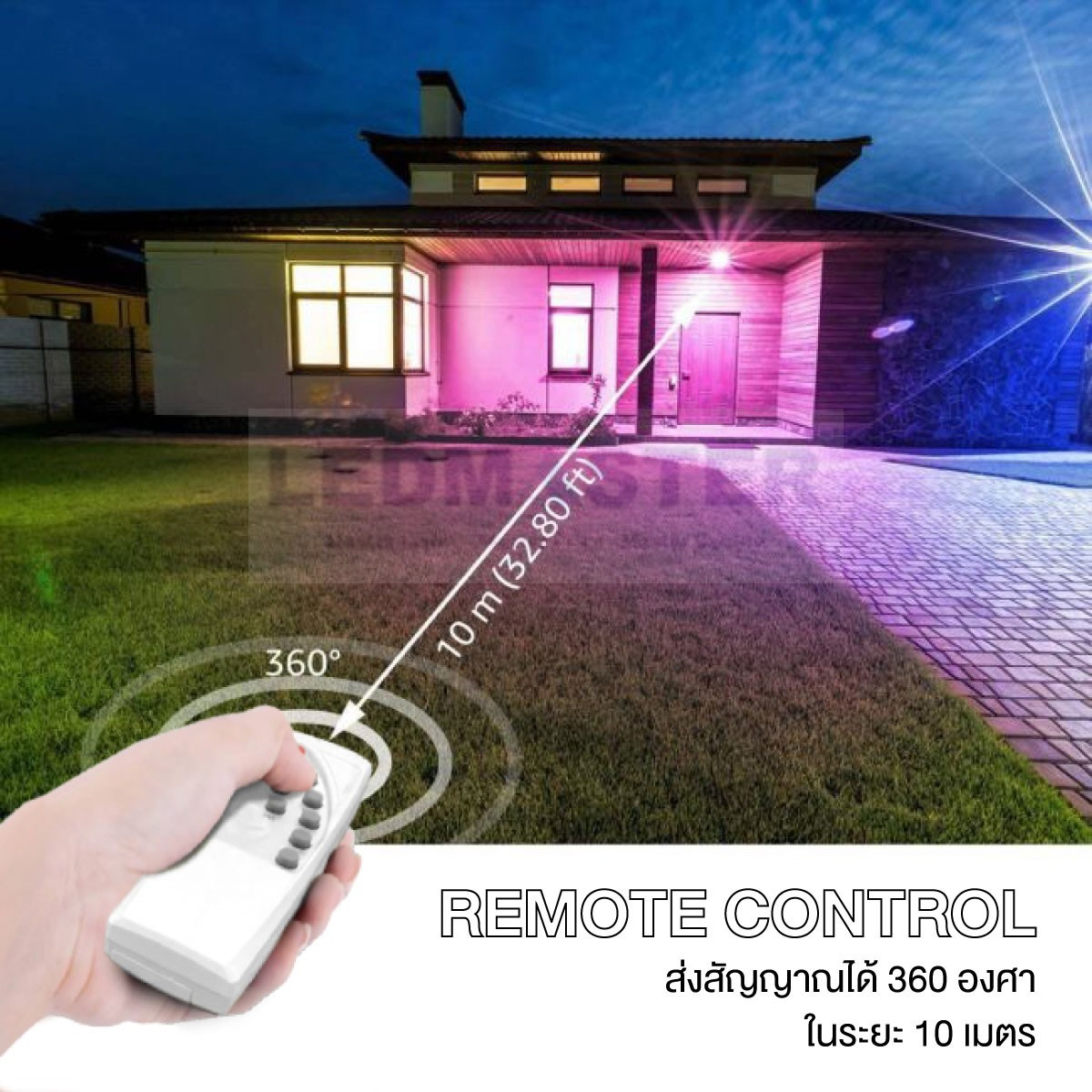 2024 ไฟปีใหม่ สปอร์ตไลท์ LED โซล่าเซลล์ 400W 300W แสง RGB+Daylight ปรับค่าเเสงไฟกระพริบได้ IP68 Spotlight RGB Solar ไฟ