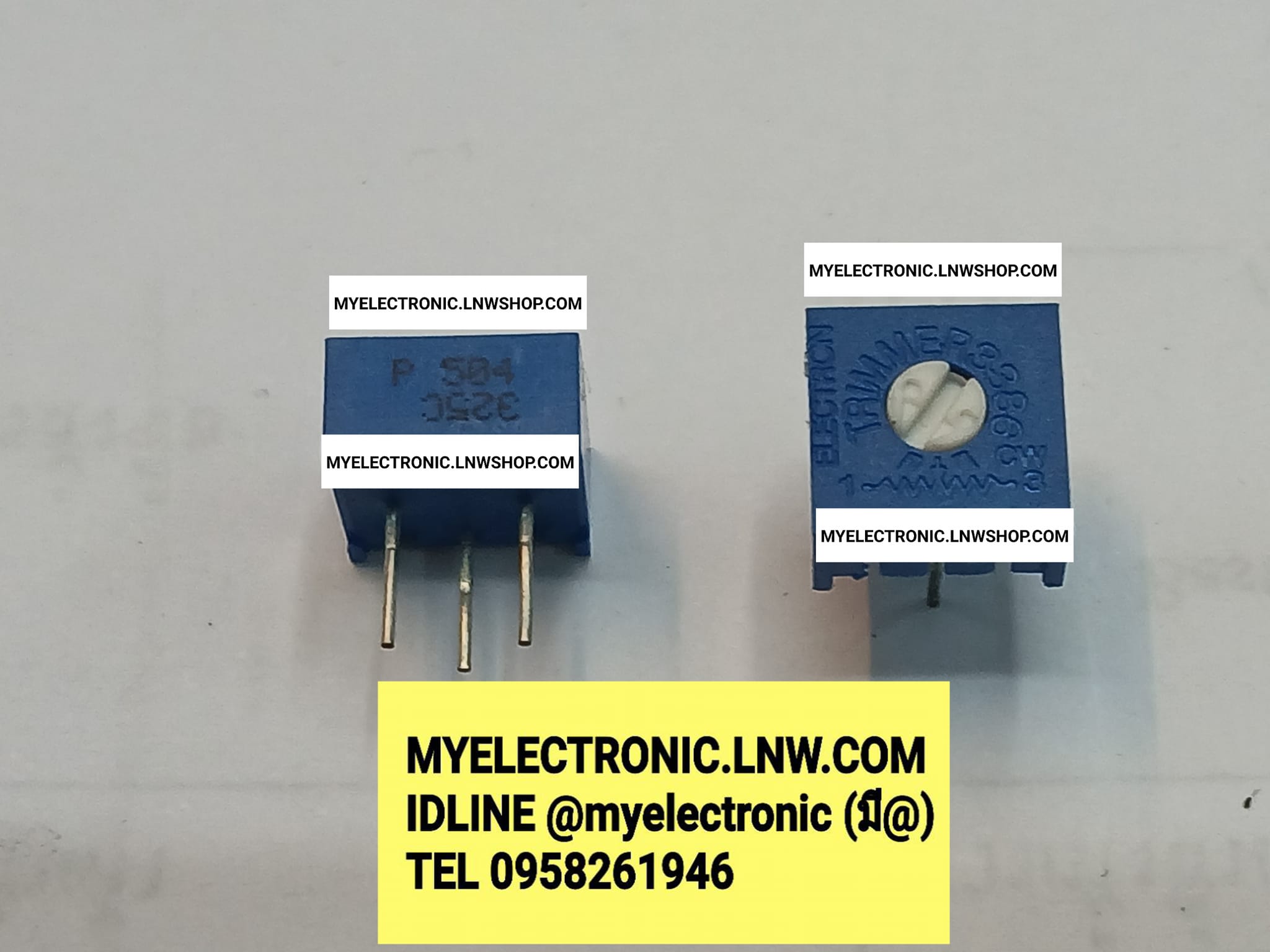 ขาย VR3386P-500K VR TRIMPORT ตัวเหลี่ยม สีน้ำเงิน VR3386P500K วีอาร์ ทริมพอร์ต ยี่ห้อ ราคา ตัวละ . . . . หน่วย บาท