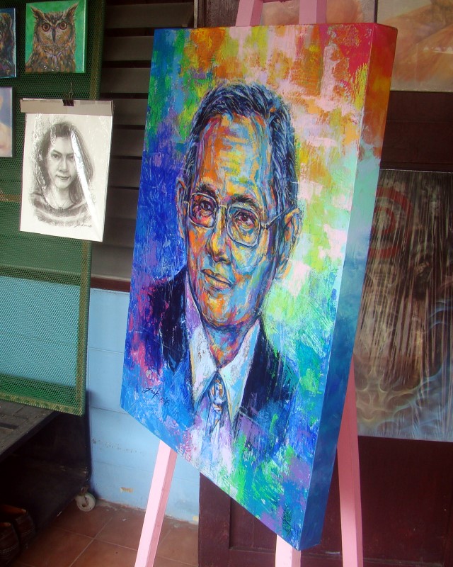 ในหลวง รัชกาลที่ 9 ภาพวาดสีอะคริลิค บนเฟรมผ้าใบ ขนาด 60 x 80 cm. [เฟรมแบบขอบหนา 4.5 cm.] งานเพ้นท์ไม่ใช่งานพิมพ์หรือโปสเตอร์
