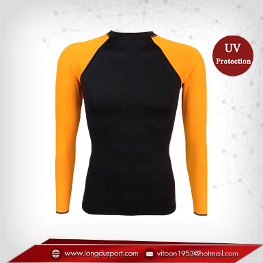 เสื้อรัดกล้ามเนื้อ แขนยาวคอกลม สีดำ/แขนส้ม เหลือแต่ Size L