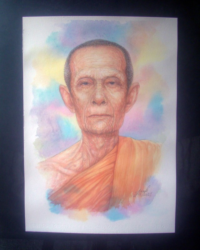 หลวงปู่โต๊ะ วัดประดู่ฉิมพลี กรุงเทพฯ ภาพวาดสีน้ำ บนกระดาษ Canson 320 แกรม ขนาด A3 งานวาดต้นฉบับ ไม่ใช่ภาพพิมพ์หรือโปสเตอร์ครับ