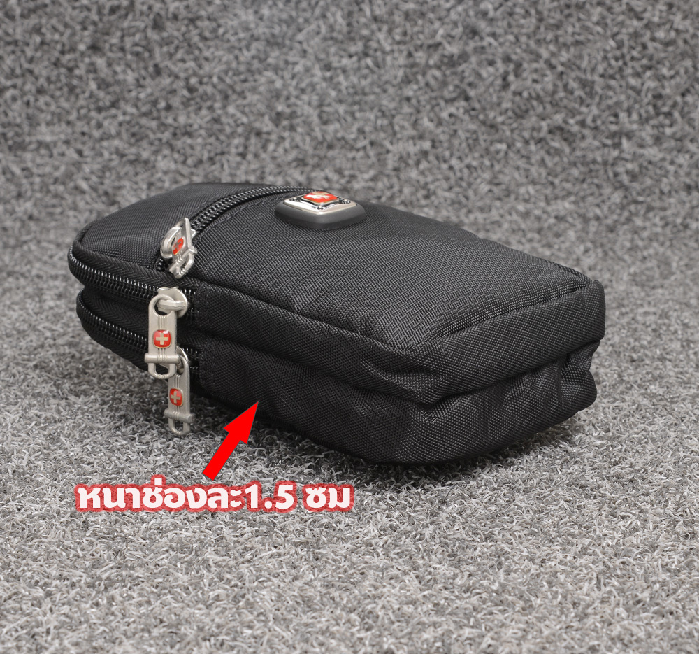 YR-18-27 กระเป๋าคาดเอวผู้ชาย กระเป๋าอเนกประสงค์ กระเป๋าใส่โทรศัพท์ ผ้าไนลอน 2-3 ซิป แนวตั้ง ขนาดดูจากรูป 1 220 กรัม Black ดูจากรูปที่แสดง