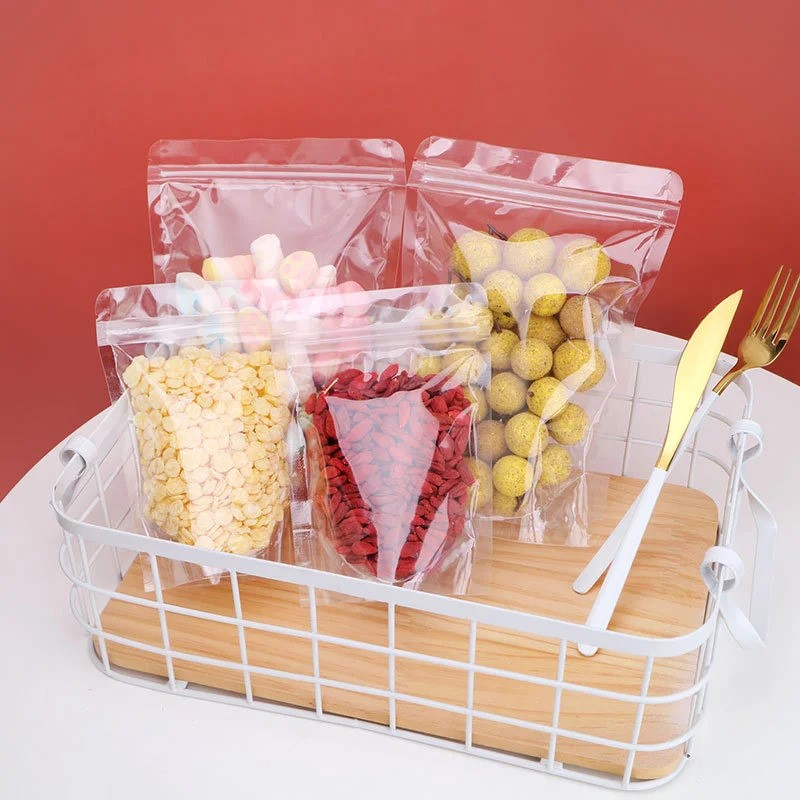 (50ใบ) ถุงซิป ตั้งได้ ใสล้วน ขอบโค้ง ล็อกความสดใหม่ พร้อมโชว์สินค้าแบบใสแจ๋ว