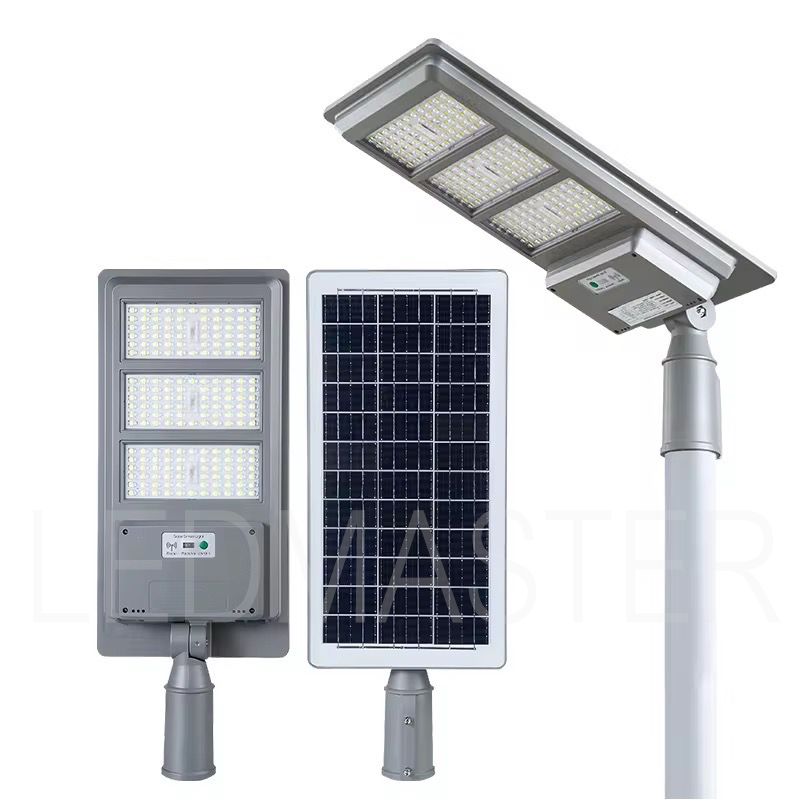 รุ่นใหม่ โคมไฟถนน Streetlight Solarcell 100W 150W 200W แสงขาว สว่างถึงเช้า ขาต่อสามารถงอได้ในตัว