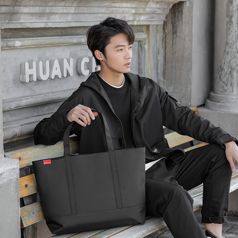 มาใหม่! NY50 กระเป๋าถือ ถุงผ้าลดโลกร้อน สีดำ สวยเท่ ผ้า Nylon กันน้ำ ผู้ชาย ผู้หญิง