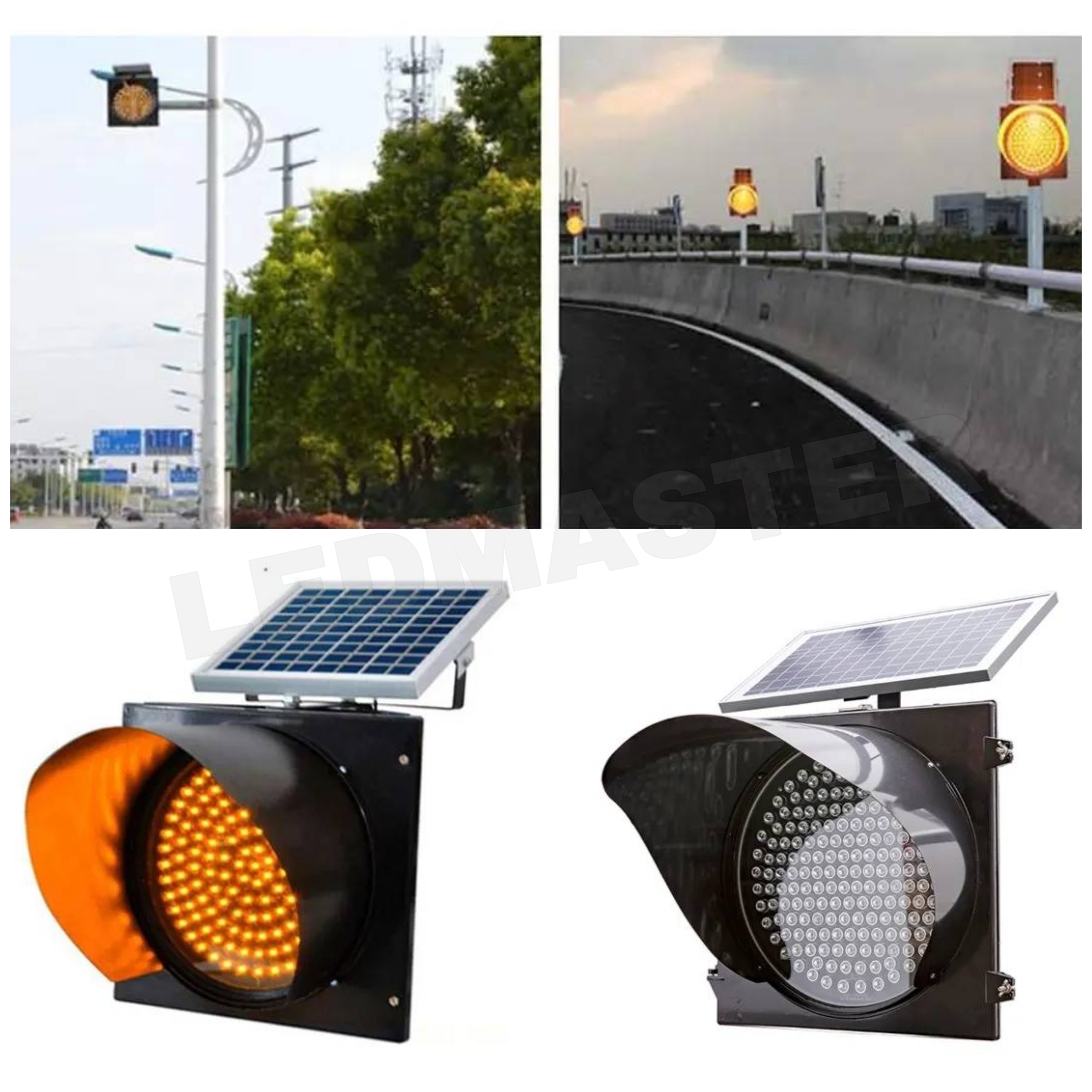 (ส่งงานราชการ ราคาโรงงาน) ไฟจราจรโซล่าเซลล์ ไฟสัญญาณ Solar Cell ไฟเดือน ไฟเหลืองกระพริบ 170 LED - 95LED 30 CM (ไฟเหลือง ไฟเเดง)