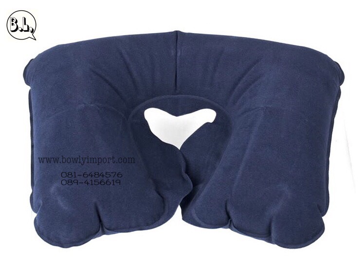 หมอนรองคอเป่าลม เนื้อผ้ากำมะหยี่ พร้อมสกรีนโลโก้