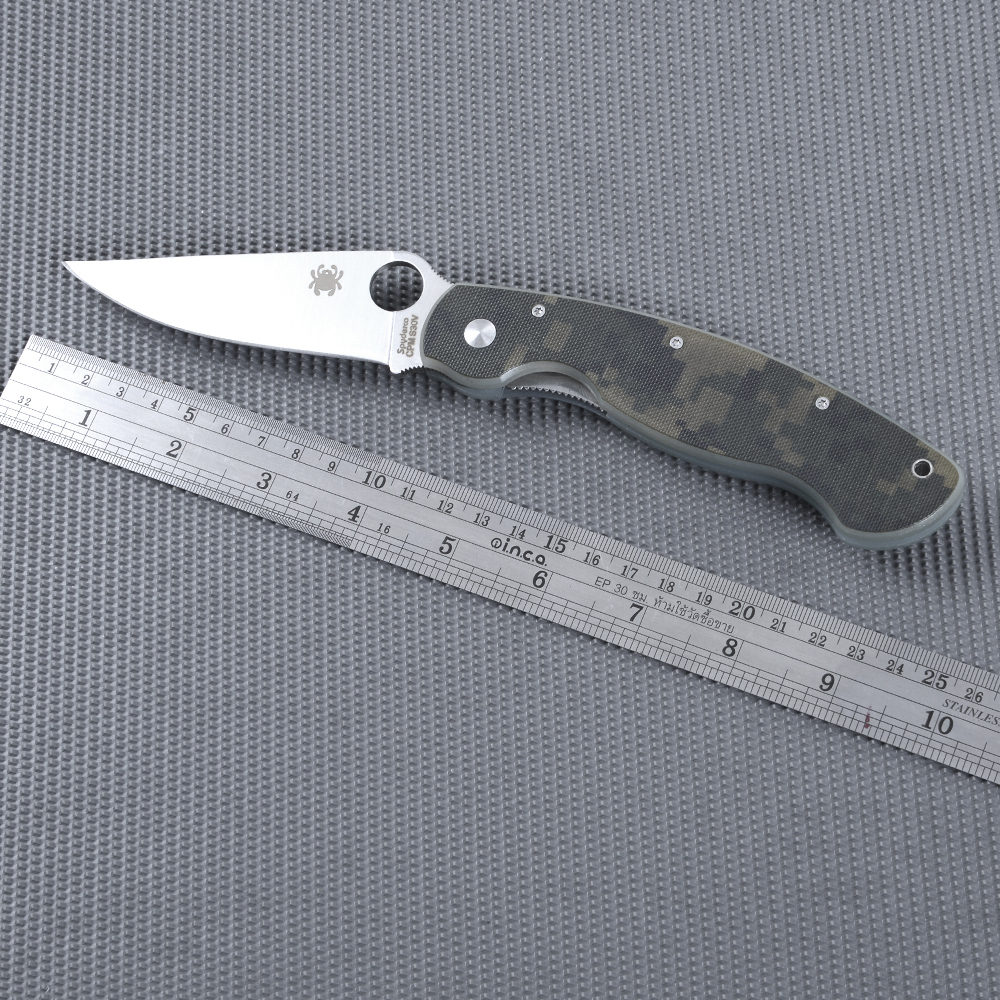 SPC#Large Camouflage มีดเดินป่า มีดแคมปิ้ง Spyderco CPM S30V มีดพับ เหล็กใบมีดสแตนเลส ชิ้น 350 กรัม เขียว 24 ซม