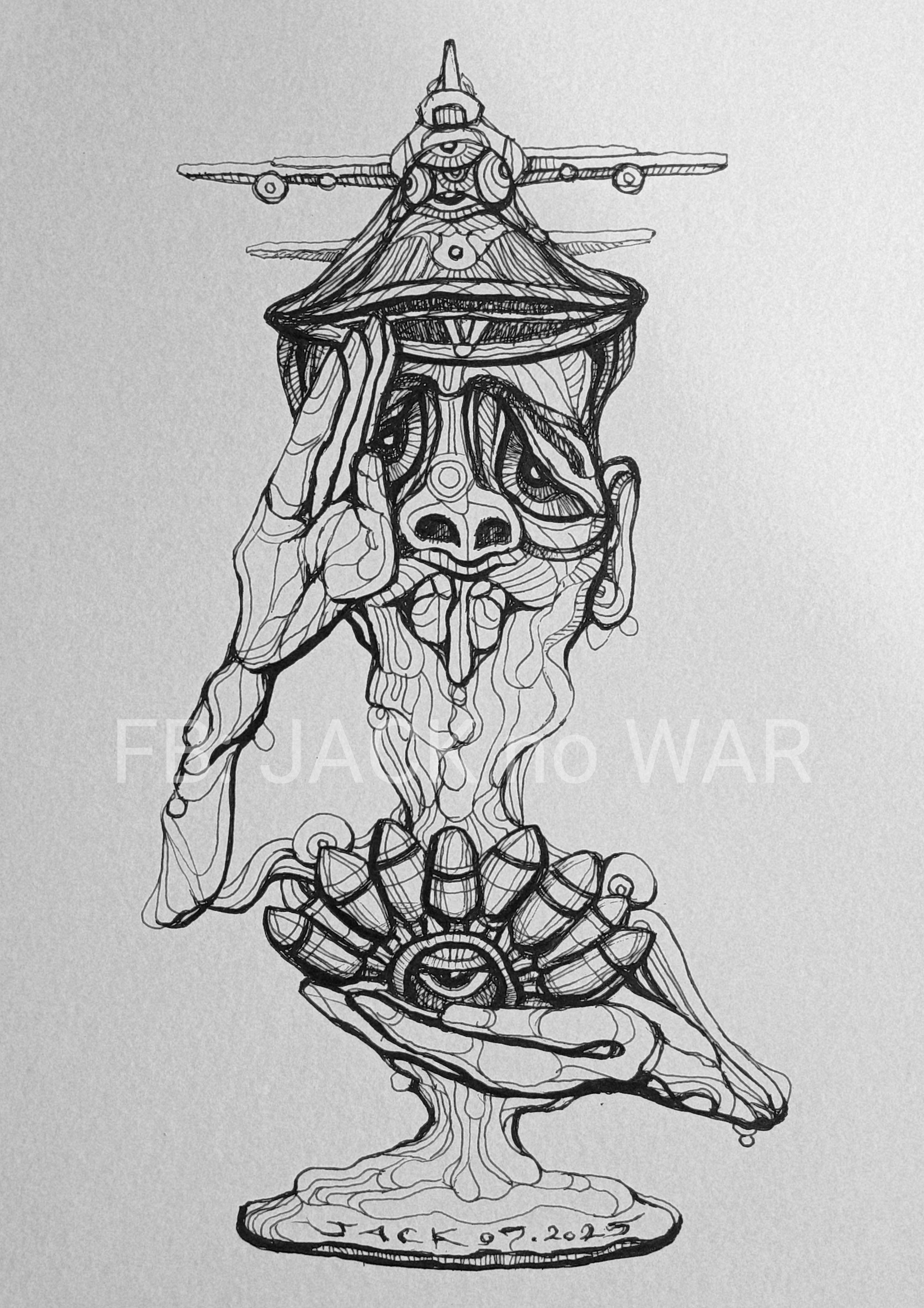 Surreal Portrait18 (H.MIG) วาดเส้นปากกา หมึกดำ กระดาษ 200 แกรม ขนาด 21×29.7 cm. A4