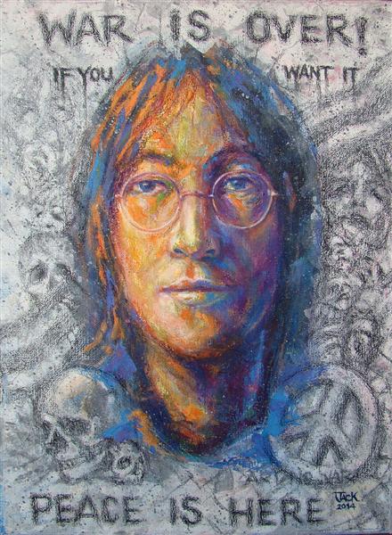 John Lennon ภาพวาดสีน้ำมัน+สีอะครีลิค ขนาด 30x40 cm.