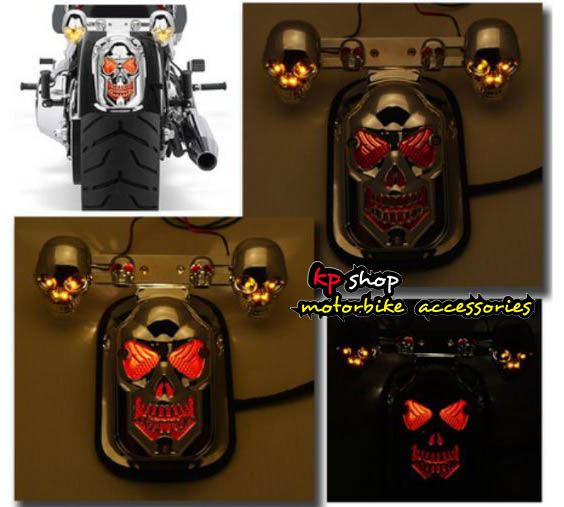 ไฟท้ายแต่งหัวกะโหลก สีเงิน