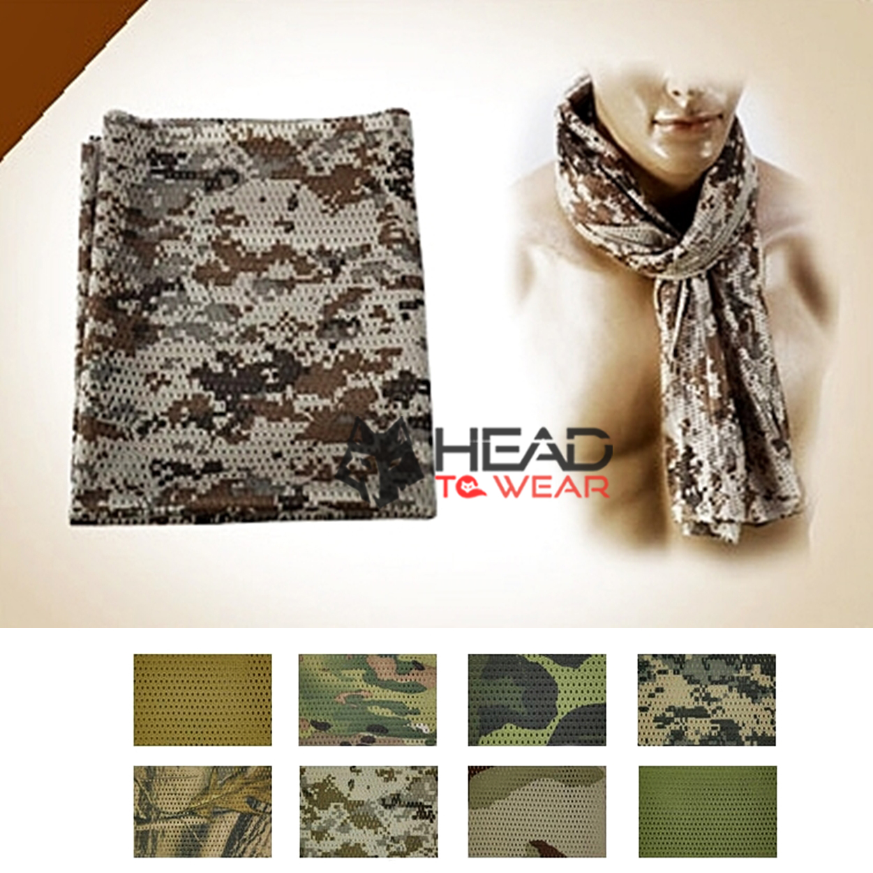 ผ้าพันคอทหาร Military Scarf : Digital Brown รหัส SC009