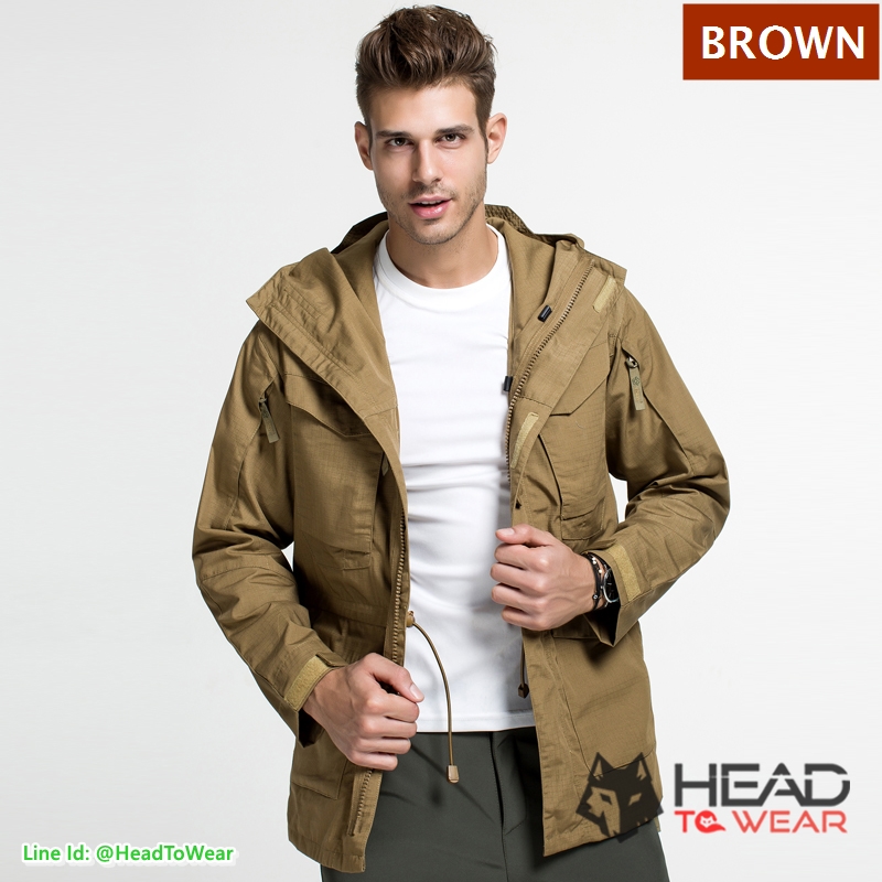แจ็คเก็ตกันลม กันน้ำ Windbreaker Jacket สีน้ำตาล Tan รหัส JK002