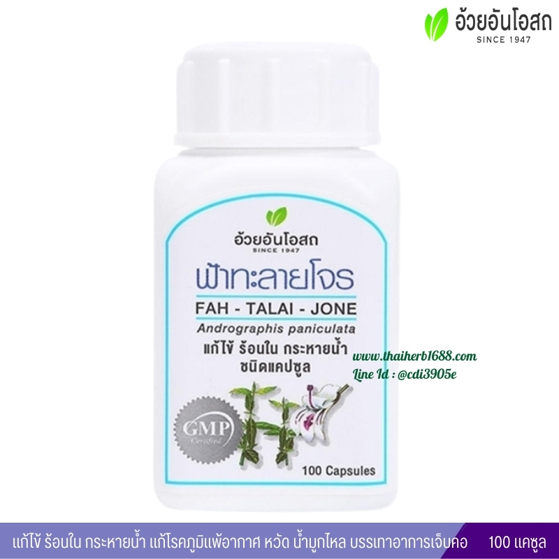 ฟ้าทะลายโจรชนิด อ้วยอันโอสถ Herbal One 100 แคปซูล