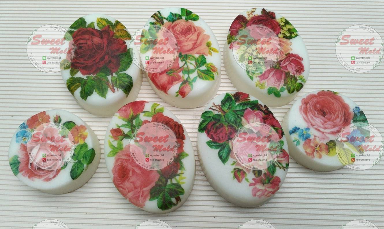 กระดาษเดคูพาจ(ทำสบู่) ลาย ดอกไม้ชบา :006199