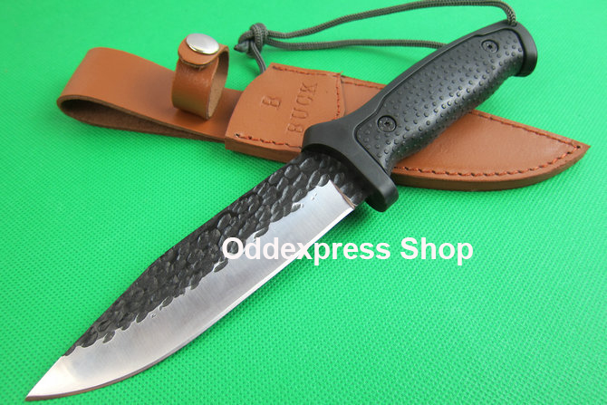 มีดใบตาย มีดเดินป่า มีดโบวี่ มีดแคมปิ้ง มีดทหาร มีดพก มีดเหน็บ Buck Fixed Knife ด้ามยางสีดำใบมีดสแตนเลส มีดยาวรวมด้ามมีด 26.5 ซม. # 40 1 650 กรัม