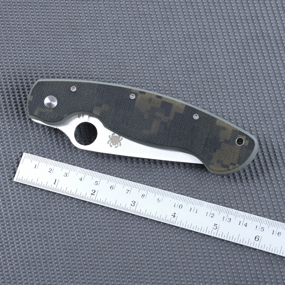 SPC#Large Camouflage มีดเดินป่า มีดแคมปิ้ง Spyderco CPM S30V มีดพับ เหล็กใบมีดสแตนเลส ชิ้น 350 กรัม เขียว 24 ซม