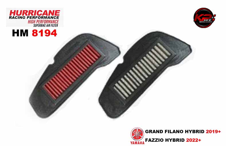 กรองอากาศ HURRICANE FOR YAMAHA GRAND FILANO HYBRID / FAZZIO HYBRID (STANLESS) HM8194