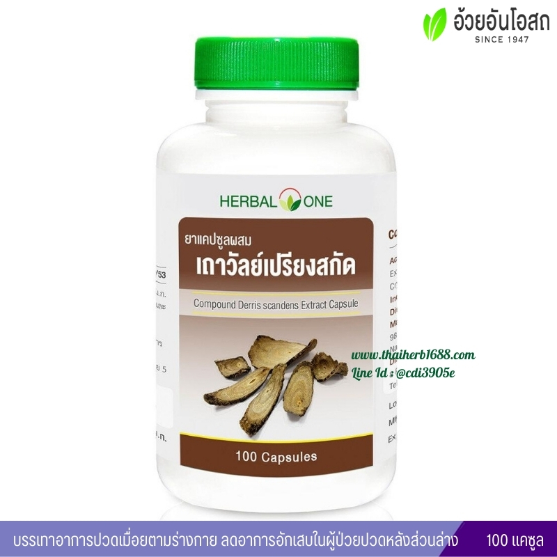 ยาแคปซูลผสมเถาวัลย์เปรียงสกัด อ้วยอันโอสถ เฮอร์บัลวัน Herbal One