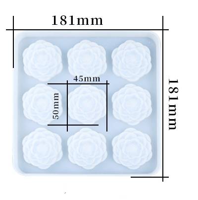 แม่พิมพ์ดอกกุหลาบบาน 9ช่อง ขนาด25กรัม : 007639