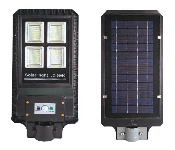 NEW 2019 เเท้ 100% สว่างยันเช้า !! โคมไฟถนนโซล่าเซลล์ 60W สว่างกว่าเดิมด้วยเม็ดไฟ led 280 หลอดในโคม มีระบบ PIR SENSOR สามารถปรับความสว่างคงที่ได้ ควบคุมการใช้งานด้วยรีโมท ฟรี ! ขายึด น็อต รีโมท ไฟถนนพลังงานเเสงอาทิตย์ รุ่น JD-Solar Streel light 4 Head