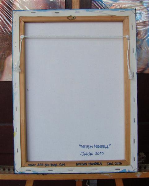 Nelson Mandela ภาพวาดสีน้ำมัน+สีอะครีลิค ขนาด 30x40 cm.