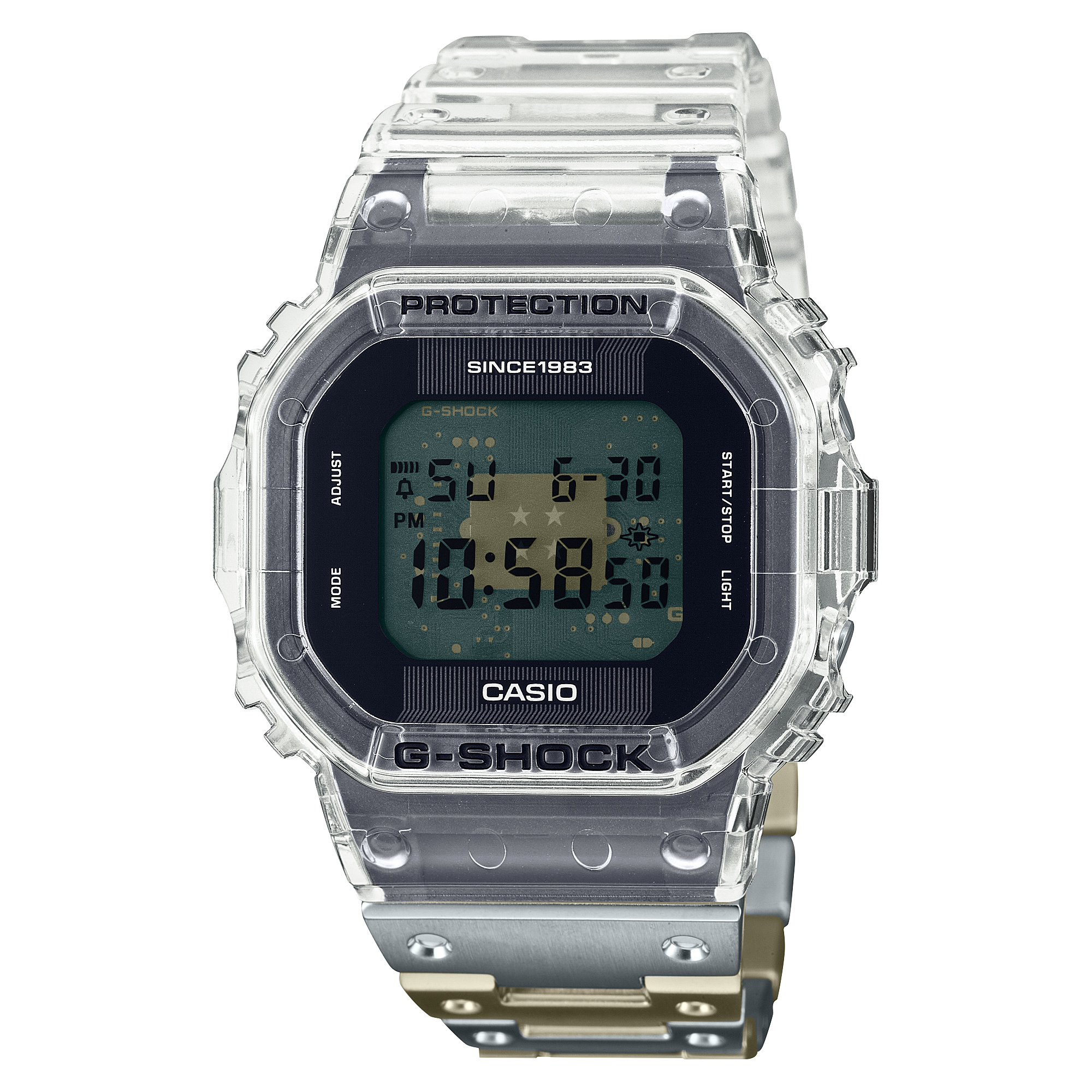 DWE-5640RX-7 | ดิจิตอลมาตรฐาน | ซีรีส์ 5600 | G-SHOCK | นาฬิกา | CASIO (ฉลองการครบรอบ 40 ปีของ G-SHOCK CLEAR REMIX)