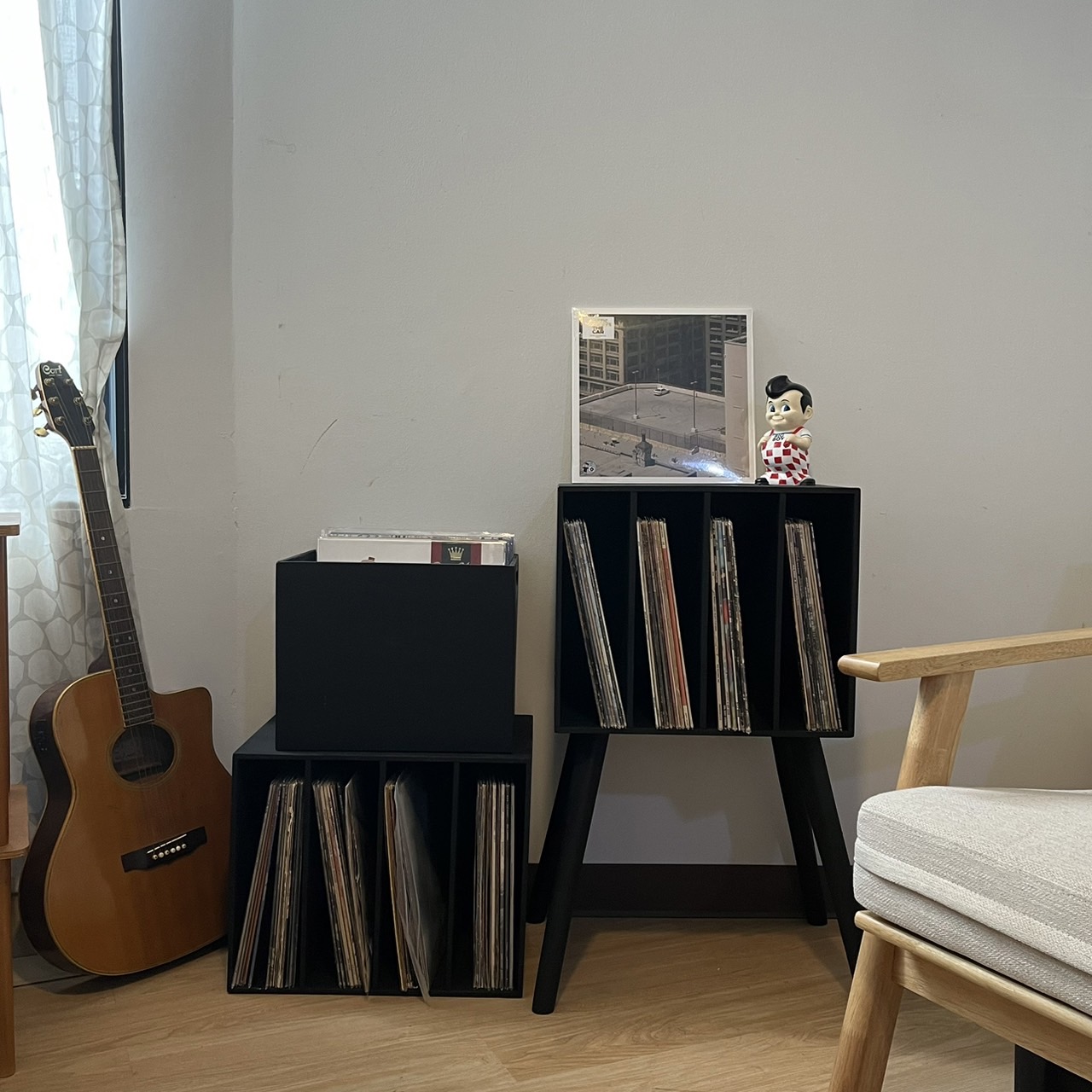 ลังไม้เก็บแผ่นเสียง 4ช่อง, ลังไม้วางแผ่นเสียง สีดำ